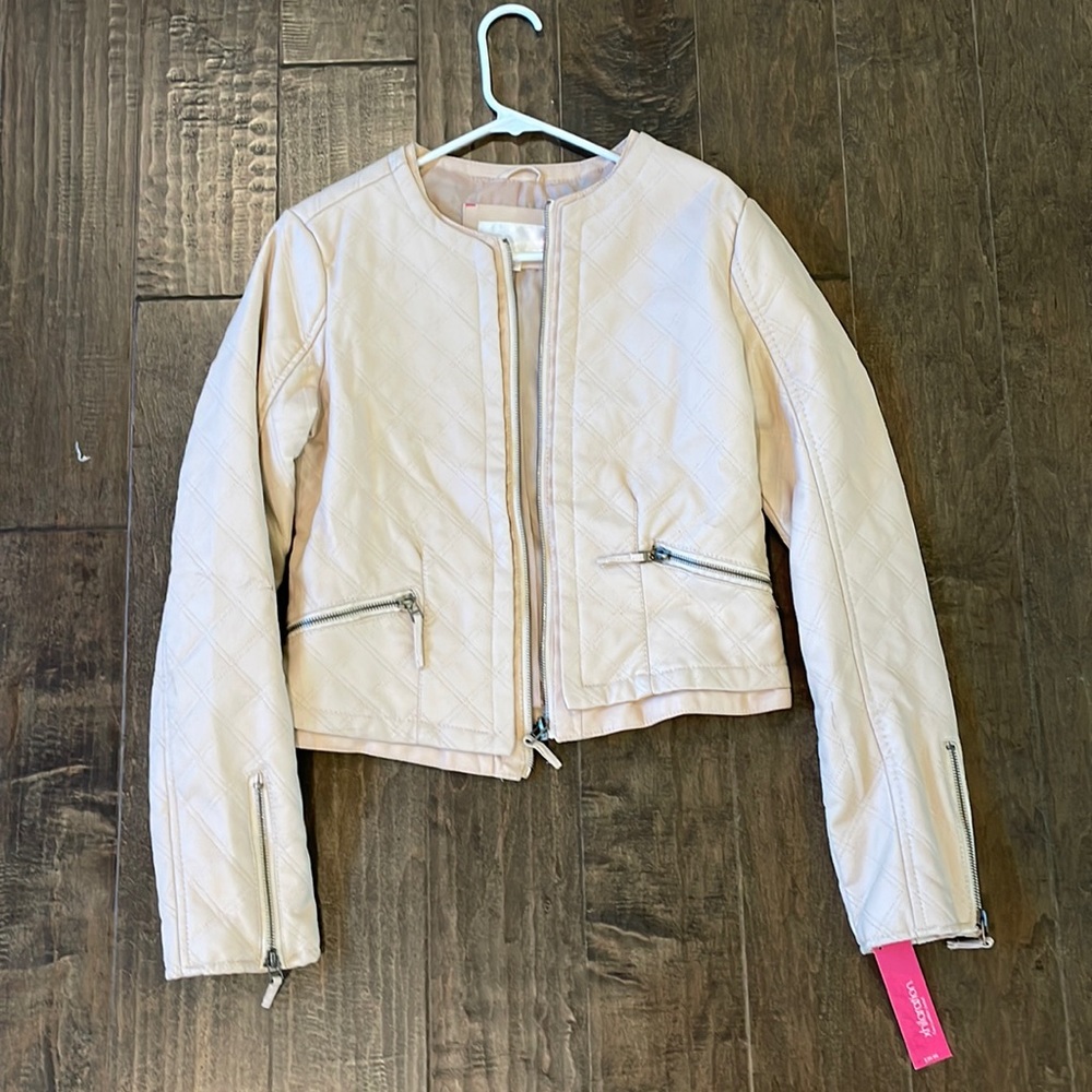 Blush faux leather jacket!